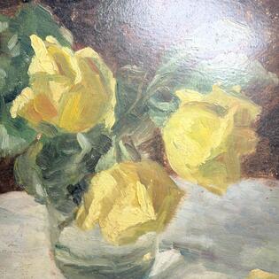 Blumenstrau&szlig; &Ouml;l auf Karton