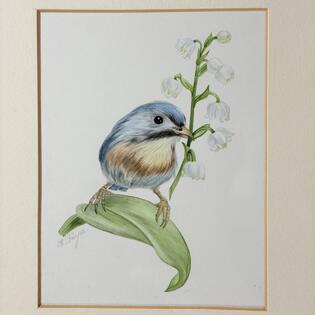 Aquarell &bdquo;Chinesische Nachtigall&ldquo;