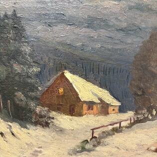 Winterlandschaft, &Ouml;l auf Holz