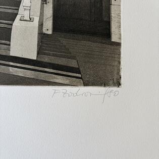 Radierung von Franz Zadrazil- Otto Wagner, Postsparkasse